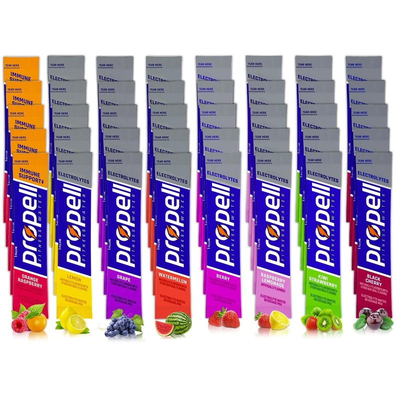 All 8 Flavors Propell Powder Packets Variety Pack, Total 40 Packets Of 8 Different Flavors: Lemon, Watermelon, Black Cherry, Gra