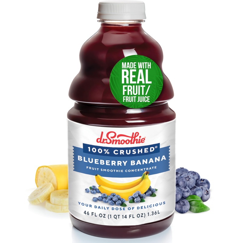 Dr. Smoothie 100% Crushed Blueberry Banana – No Added Sugar, Made With Real Fruits/Fruit Juice – Vegan, No Artificial Colors Or