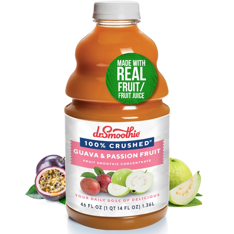 Dr. Smoothie 100% Crushed Guava & Passion Fruit – No Added Sugar, Made With Real Fruits/Fruit Juice – Vegan, No Artificial Color