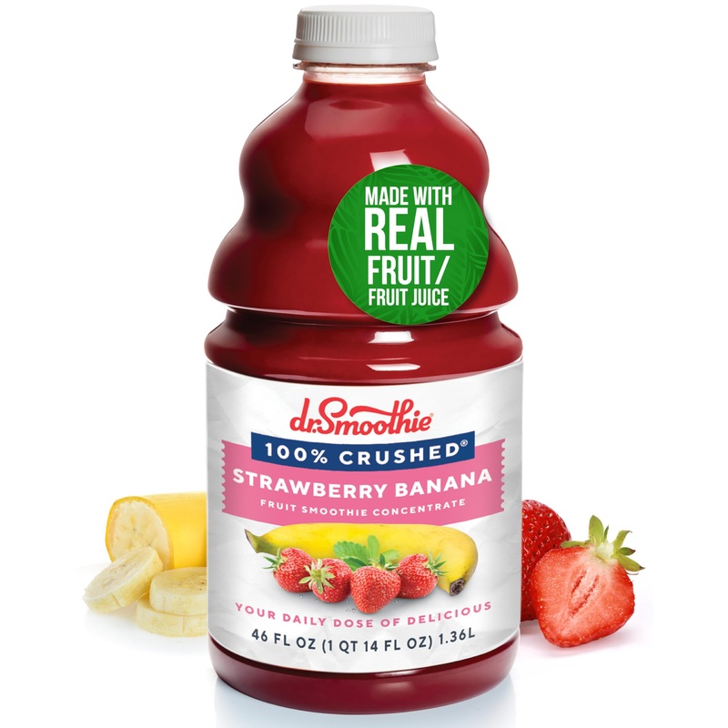Dr. Smoothie 100% Crushed Strawberry Banana – No Added Sugar, Made With Real Fruits/Fruit Juice – Vegan, No Artificial Colors Or