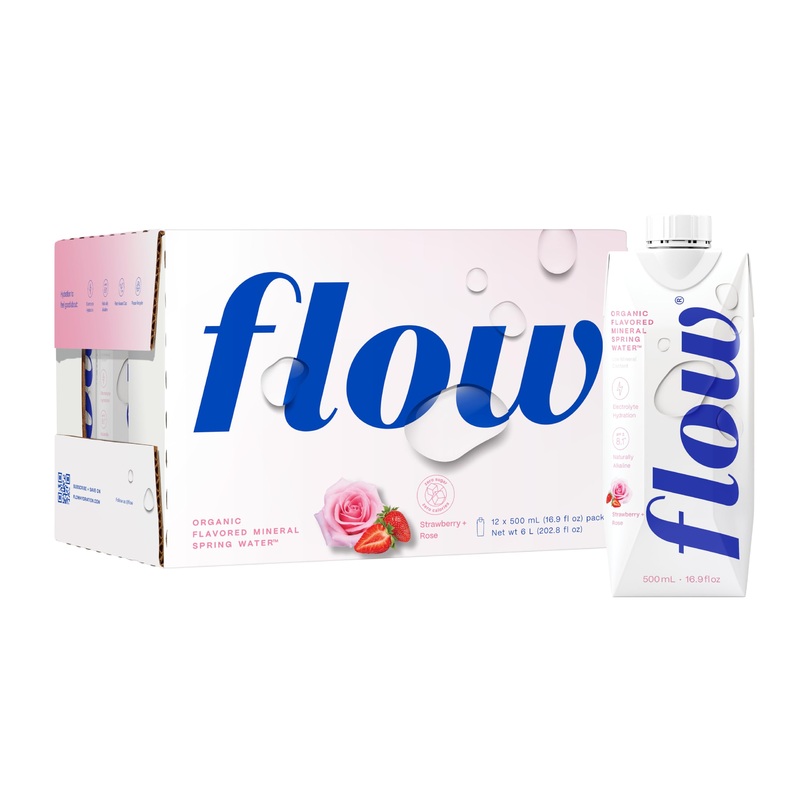 Flow Alkaline Spring Flavored Water Strawberry Rose (12 Cartons)