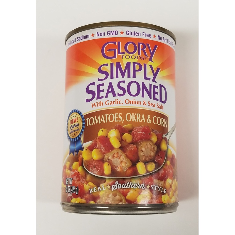 Glory Foods Sensibly Seasoned Tomatoes Okra And Corn 15 Ounce ( 6 – Pack )