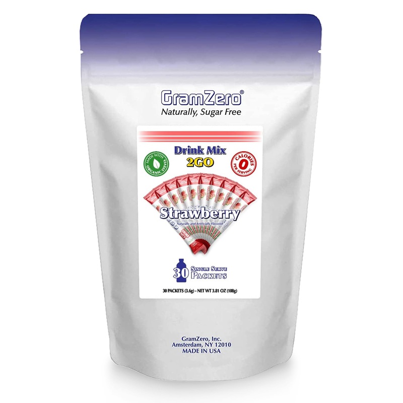 Gramzero 2Go Sticks – Strawberry, Zero Calorie Sugar Free Drink Mix, Stevia Sweetened, Great For Nutrition Club Loaded Tea To Go