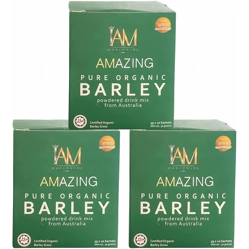 Iam Amazing Pure Organic Barley Powdered Drink Mix Organic Barley Green Natural Blend-3 Boxes