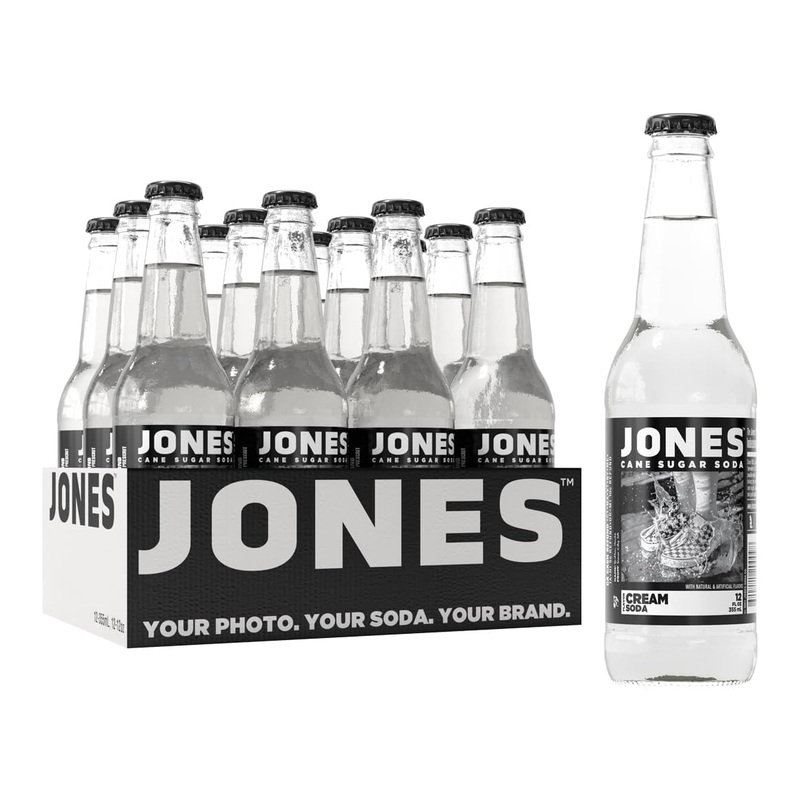 Jones Soda Co. Cream Flavor | 12-Pack | The Original Craft Soda | Made With Pure, 100% Cane Sugar | Pop Beverages/Soft Drinks |