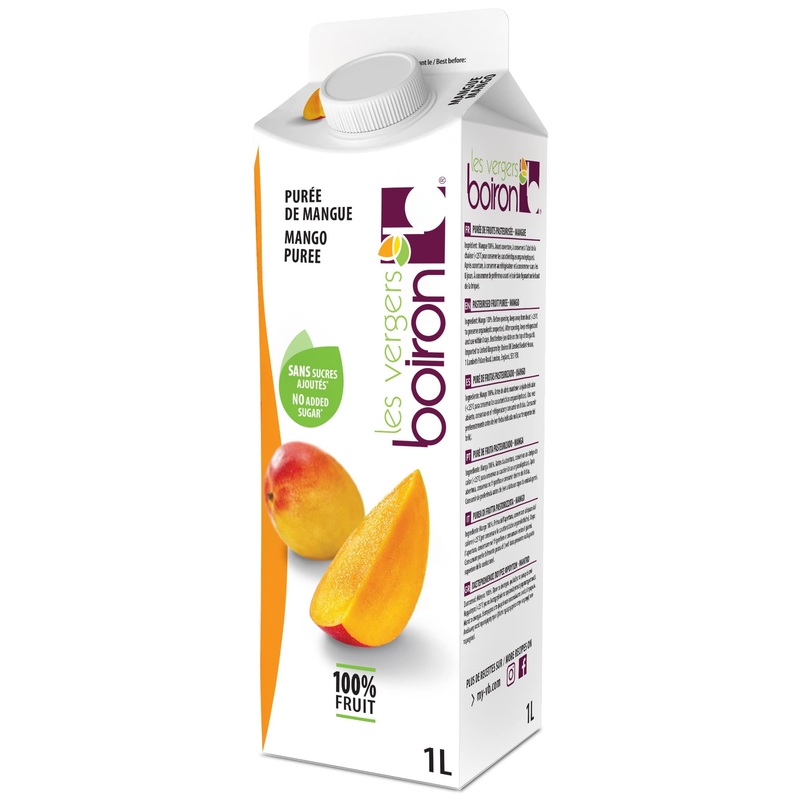 Les Vergers Boiron Mango Fruit Puree, 100% Fruit, All Natural, No Added Sugar, Non-Gmo, No Preservatives, No Added Flavors, Vega