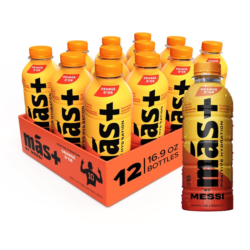 M  S+ By Messi 16.9Oz Orange D’Or, Sports Drink & Hydration Beverage, Natural Flavors With Vitamins And Electrolytes, No Artific
