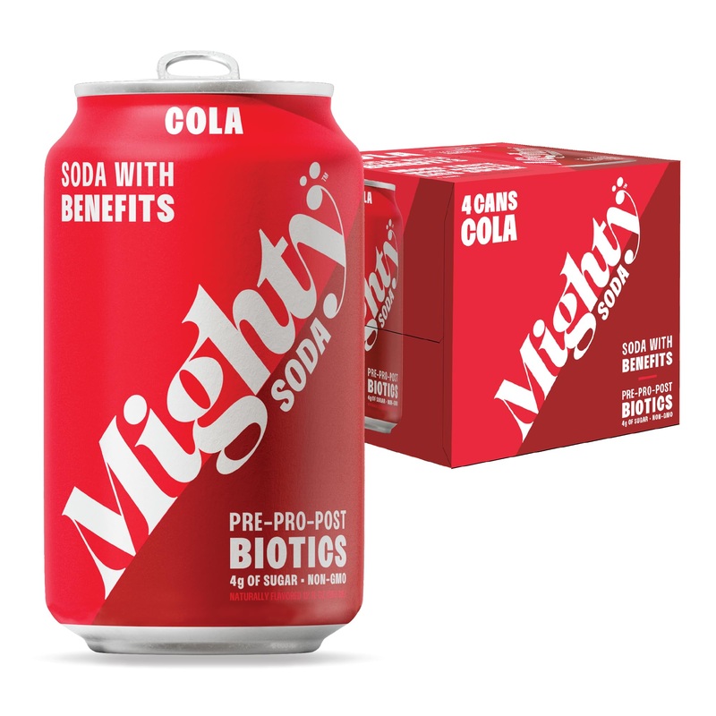Mighty Soda Cola, Prebiotics, Probiotics & Postbiotics, Functional Soft Drink With More Gut Health Benefits, Non-Gmo, Vegan, Glu
