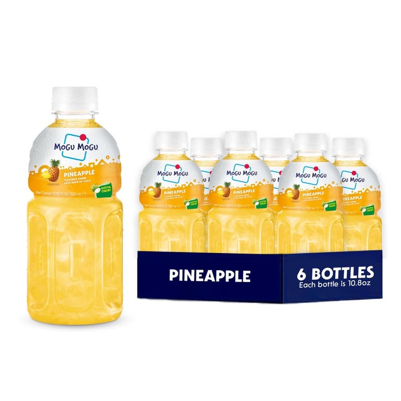 Mogu Mogu Drink Pineapple Juice (6 Bottles) Delicious Drinks Made With Fruit Juice And Nata De Coco (Coconut Jelly) Fun Chewable