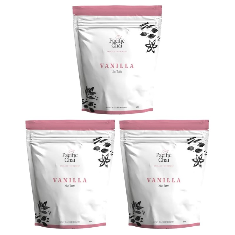 Pacific Chai Instant Powdered Chai Mix, Vanilla Chai Flavor, 48 Ounce Canisters Each (Pack Of 3)