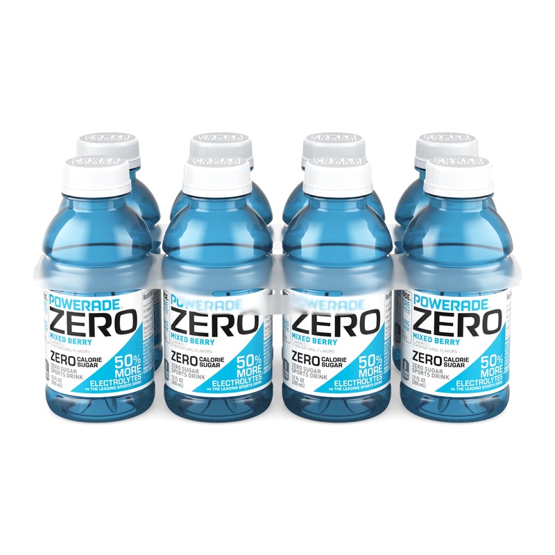 Powerade Electrolyte Enhanced Zero Sugar Mixed Berry Sports Drink, 12 Ounce (Pack Of 8)