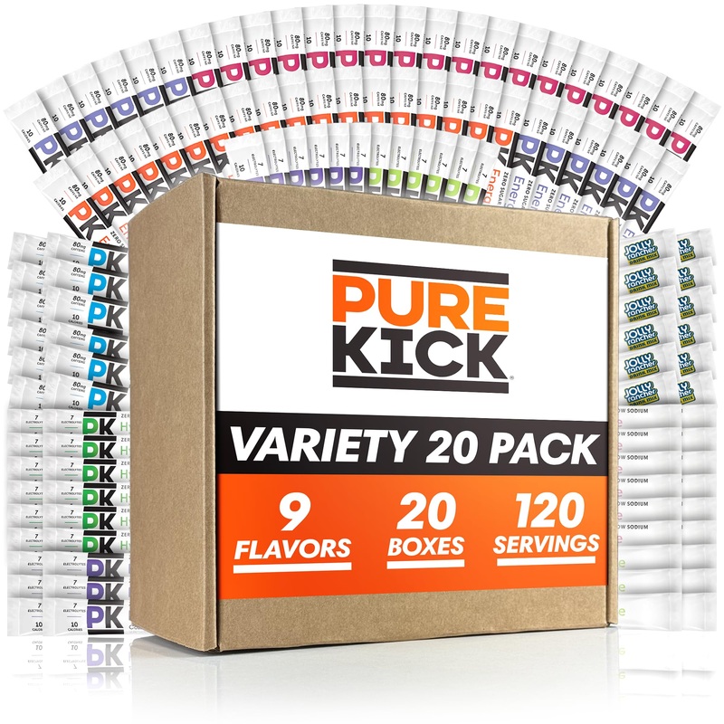 Pure Kick Ultimate Variety Pack – 9 Flavors Of Energy Drink Packets – Pure Kick Hydrate And Energy Drink Powder – Water Flavorin