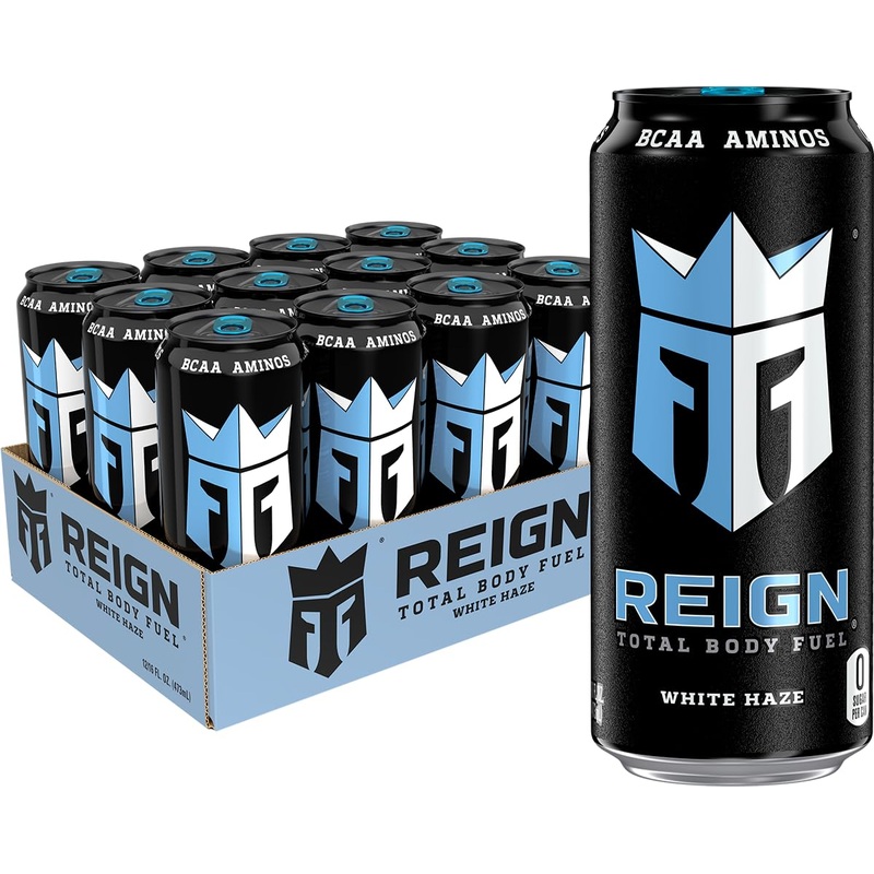 REIGN Total Body Fuel, White Haze Fitness Drink, 16 Fl Oz, Pack of 12 – Performance Boosting Energy Beverage