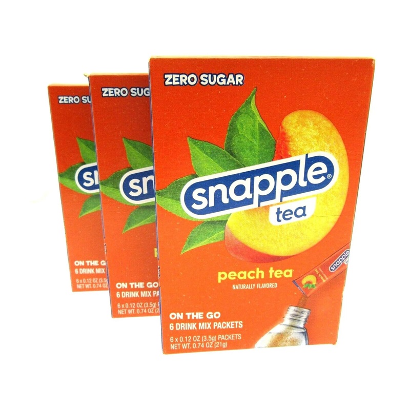 Snapple On The Go Sugar Free Diet Peach Tea Powdered Drink Mix 6 Sticks Per Box – Pack Of 3 (3)