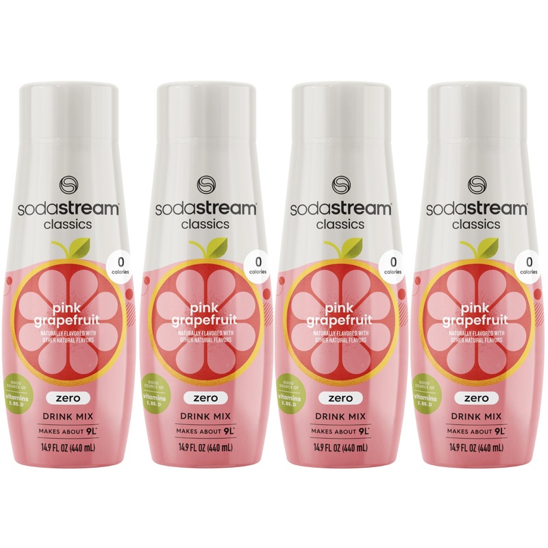 SodaStream Pink Grapefruit Zero Calorie Beverage, 14.8 Fl Oz, Pack of 4 – Refreshing Sparkling Water Alternative