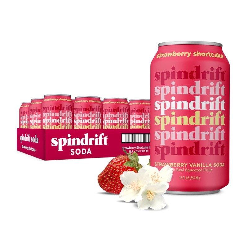 Spindrift Soda With Real Squeezed Fruit, Strawberry Shortcake, Kosher, Gluten Free & Non-Gmo, 12 Fluid Ounce (Pack Of 12)