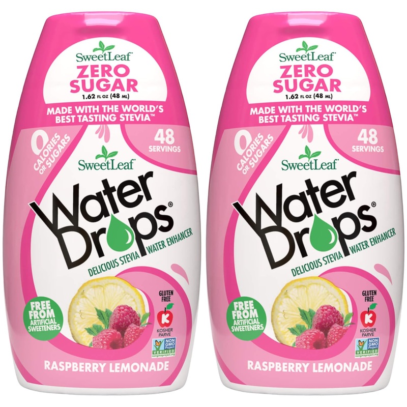 Sweetleaf Water Drops, Raspberry Lemonade – Sugar-Free Water Enhancer Drops, Stevia & Monk Fruit Sweetener Water Flavoring, 1.62