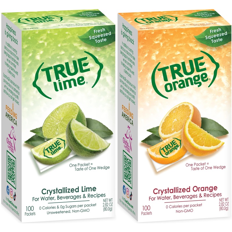 True Lime And True Orange Bulk Dispenser Packets 100Ct (2Pk Variety). Sugar Free, Natural Flavored Water Enhancer, Packets Are G