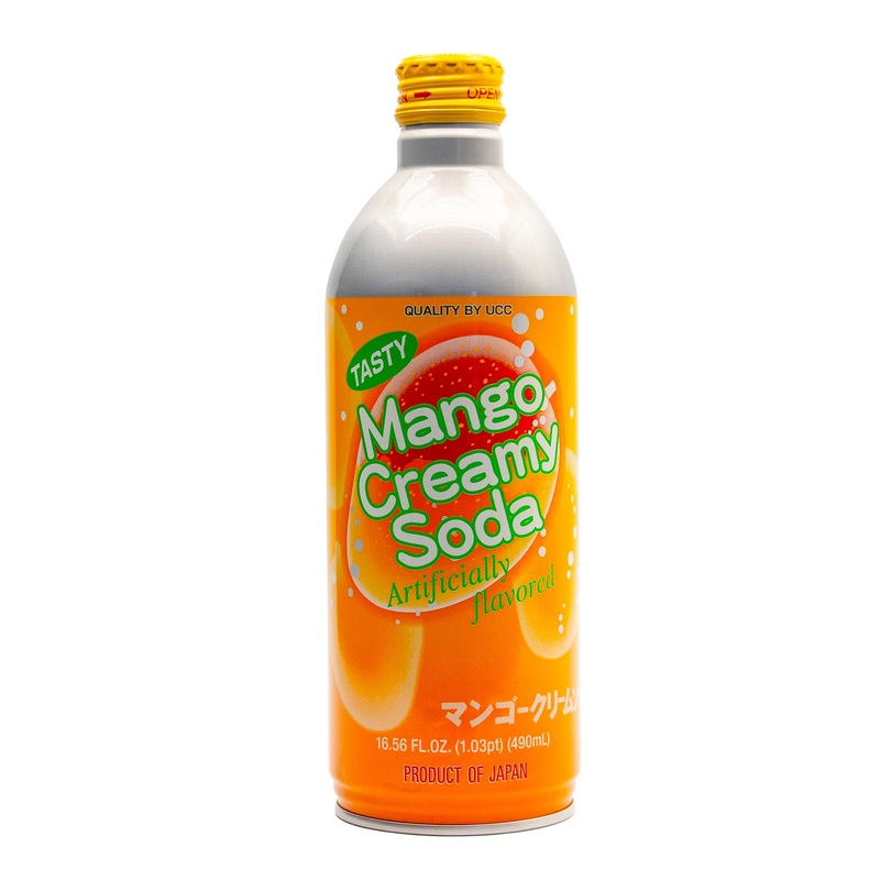 UCC Mango Creamy Soda, 16.5 Fl Oz, Pack of 24 – Refreshing Carbonated Mango Drink, Convenient Bottled Beverage, Imported from Japan