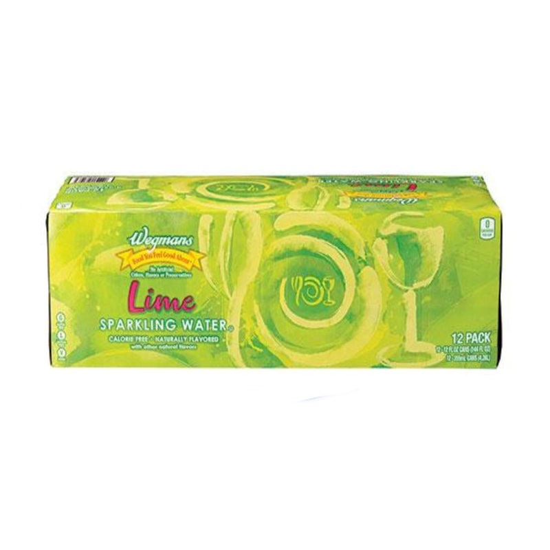 Wegmans Sparkling Water Lime (12 Cans Pack) | 0 Calories | 0 Sugar | 0 Sodium | Vegan