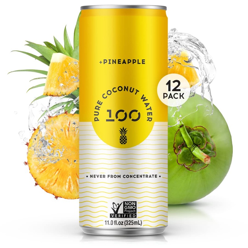 100 Coconuts Pineapple Pure Coconut-100% Pure Coconut Water – Low Calorie All-Natural Drink With Electrolytes – Naturally Sweet,