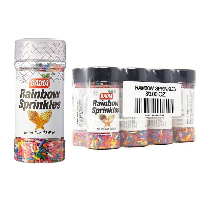 Badia Rainbow Sprinkles 3 Oz (Pack Of 8) – Colorful Topping For Ice Cream, Cakes, Cookies, Cupcakes & Desserts – Sweet Decoratio