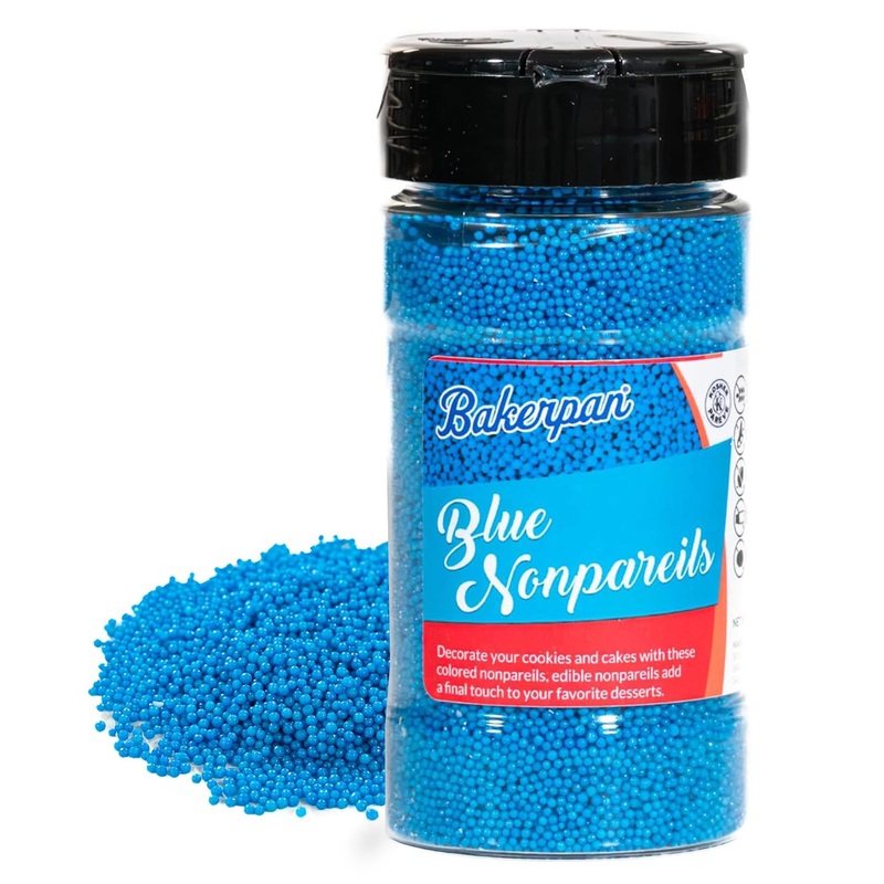 Bakerpan Blue Nonpareils Sprinkles – 7 Ounces Blue Sprinkles For Cake Decorating – Edible Nonpareils For Cupcakes, Ice Cream, Ca