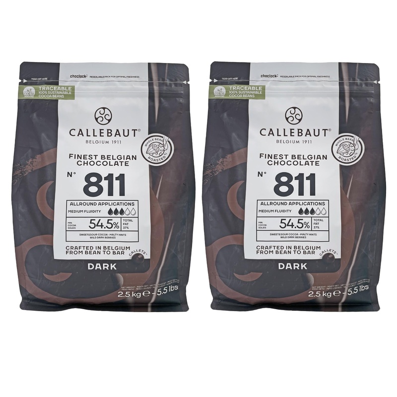 Callebaut Belgian Chocolate Callets | 2 Pack Of 5.51 Bags (2.5Kg) (Dark Chocolate)