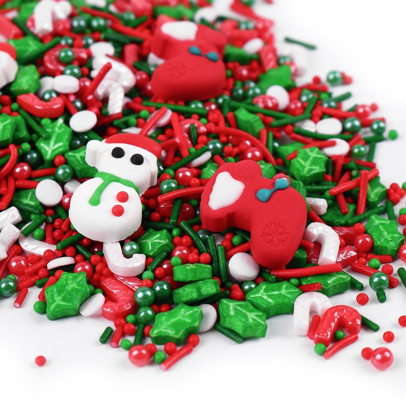 Christmas Snowman Sprinkles For Cake Decorating Edible 4.2 Ounce Stocking Icing Decoration Red And Green Pearls Sprinkles For Xm