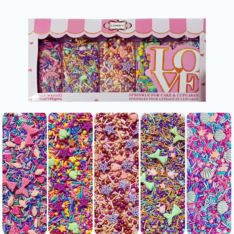 Confect Decorative Sprinkle Mix Set – Under The Sea Theme Edible Sprinkles – Sea Shell, Star Fish, Mermaid & Sea Fishes Sprinkle