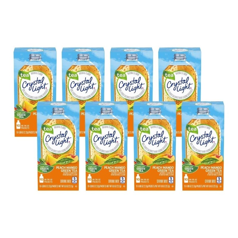 Crystal Light On The Go Peach Mango Green Tea Drink Mix, 10-Packet Box (Pack Of 8)