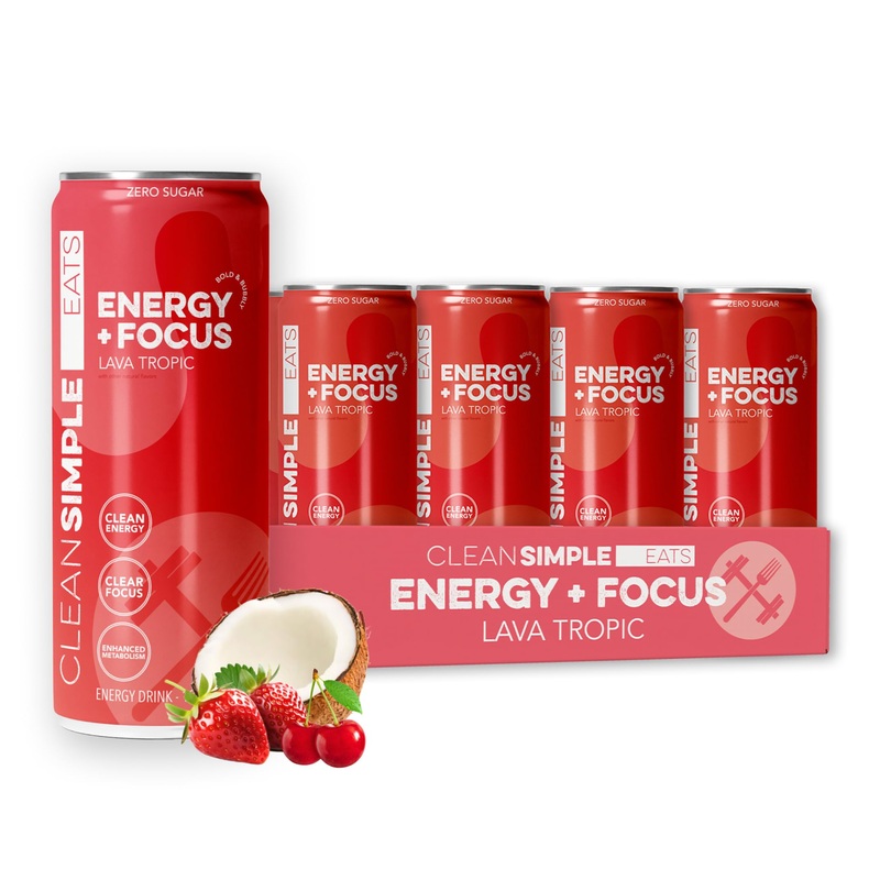 Energy + Focus Drink Lava Tropic 12 Fl Oz Can – 12 Pack