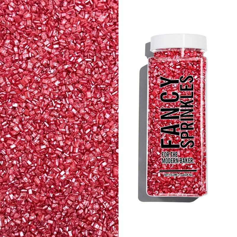 Fancy Sprinkles Ruby Red Fancy Sugar Pearlescent, Sparkly Sugar Crystals (8 Oz)