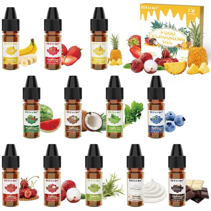 Food Flavoring Oil – 12 Liquid Lip Gloss Flavoring Oil, Concentrated Candy Flavoring, Flavor Oil For Baking, Cooking, Slime Maki