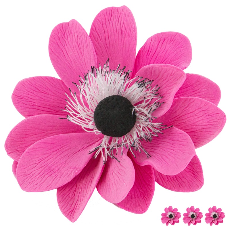 Global Sugar Art Double Anemone Sugar Cake Flowers Pink, 3 Count By Chef Alan Tetreault