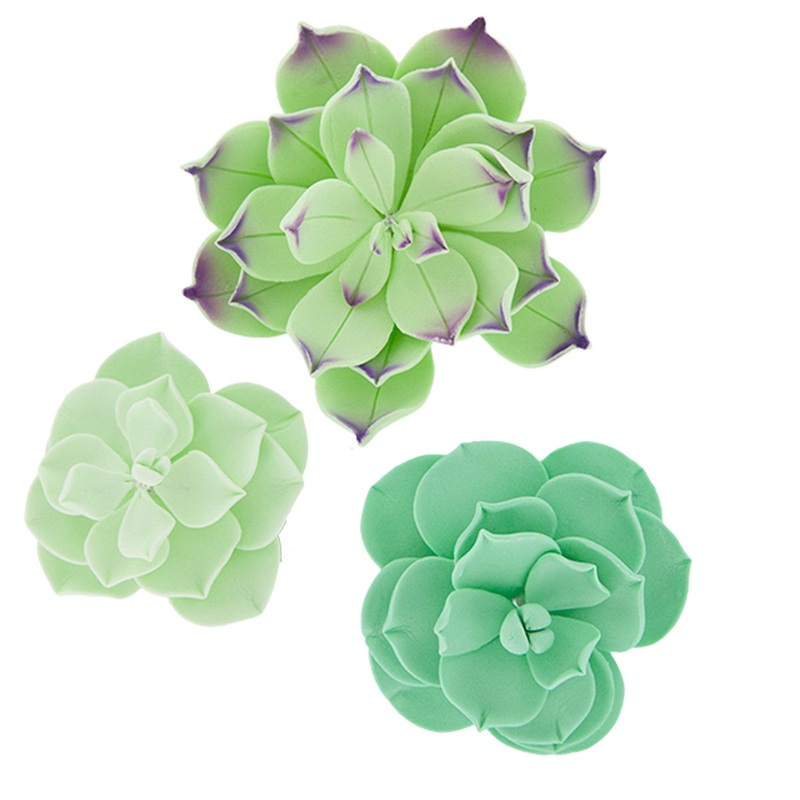 Global Sugar Art Succulents Set Sugar Cake Flower, 3 Sizes, 9 Count By Chef Alan Tetreault