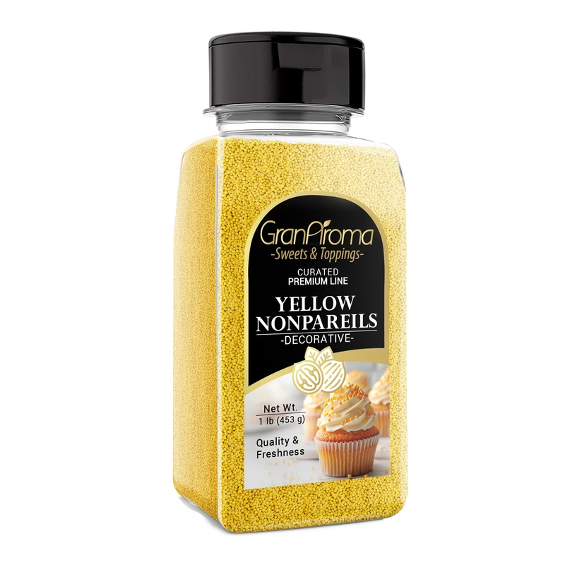 Granaroma Yellow Nonpareils, 1 Lb, Decorative Sprinkles, Cakes & Cookies, Bakery Staple