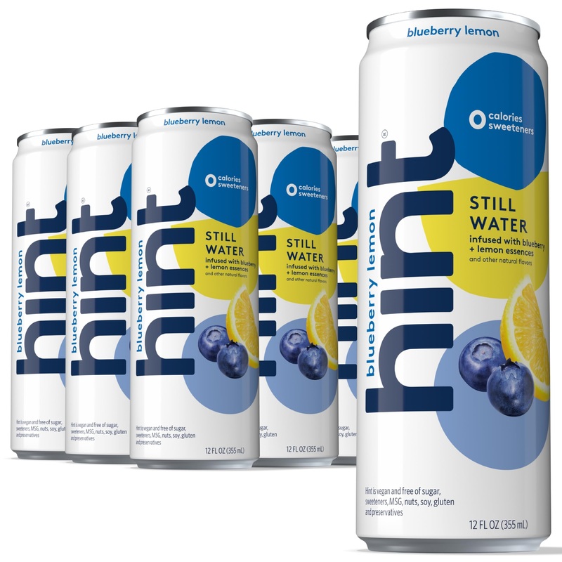 Hint Canned Water, Blueberry Lemon – Purified Flavored Water With Zero Calories, Natural Flavors, And Sugar Free – 12 Fl Oz Cans