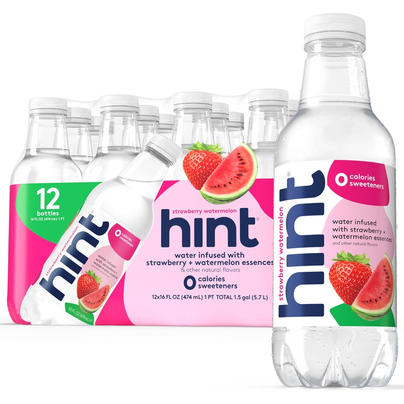 Hint Fruit-Infused Bottled Water, Strawberry Watermelon – Sugar Free Flavored Water With Zero Calories, Naturally Flavored, And