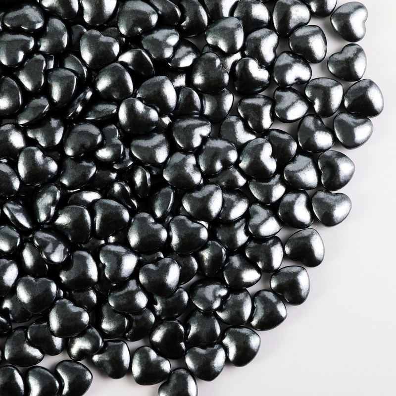 Kasvan Black Heart Shapes Sprinkles – Edible Candy Pearls 130G/4.58 Oz, Mix Size, Baking Cake Decorations, Ice Cream Toppings An