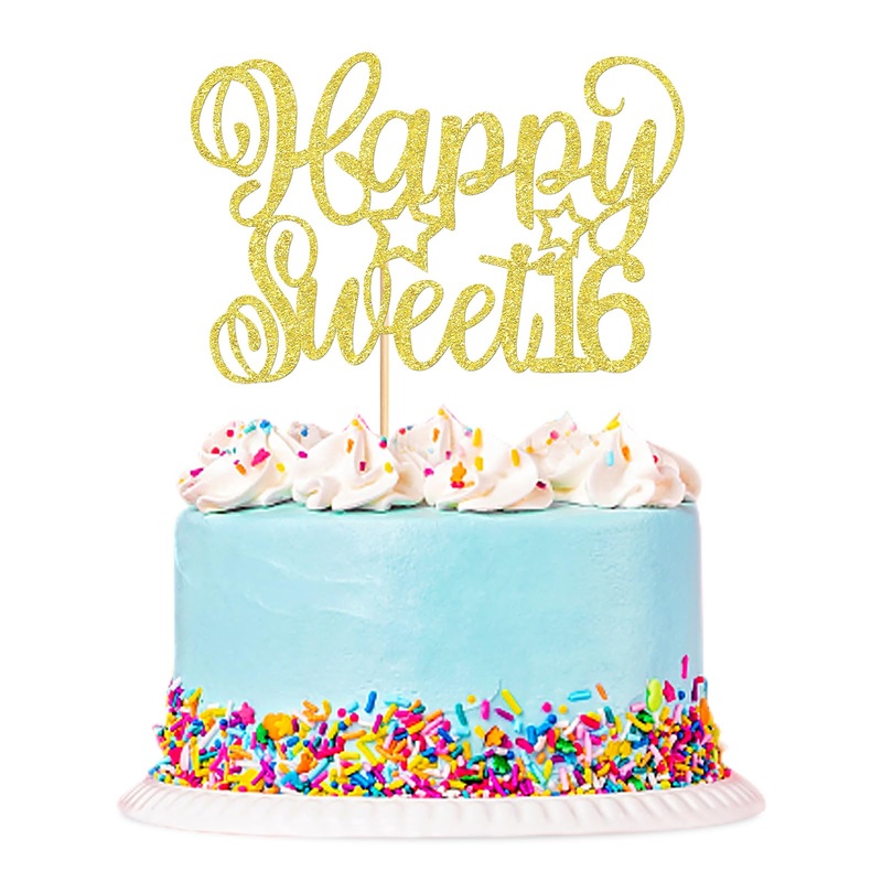 Keaziu 1 Pack Happy Sweet 16 Cupcake Toppers Sweet Sixteen 16 Happy 16 Cake Picks For 16Th Birthday Wedding Anniversary Party Ca