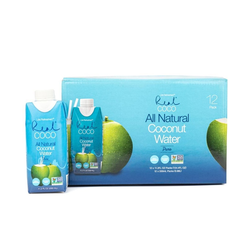 Life Refreshed Real Coco All Natural Pure Coconut Water, 12-Pack 330mL, No Added Sugar, Vegan, Electrolyte-Rich, Plant-Based Refreshment