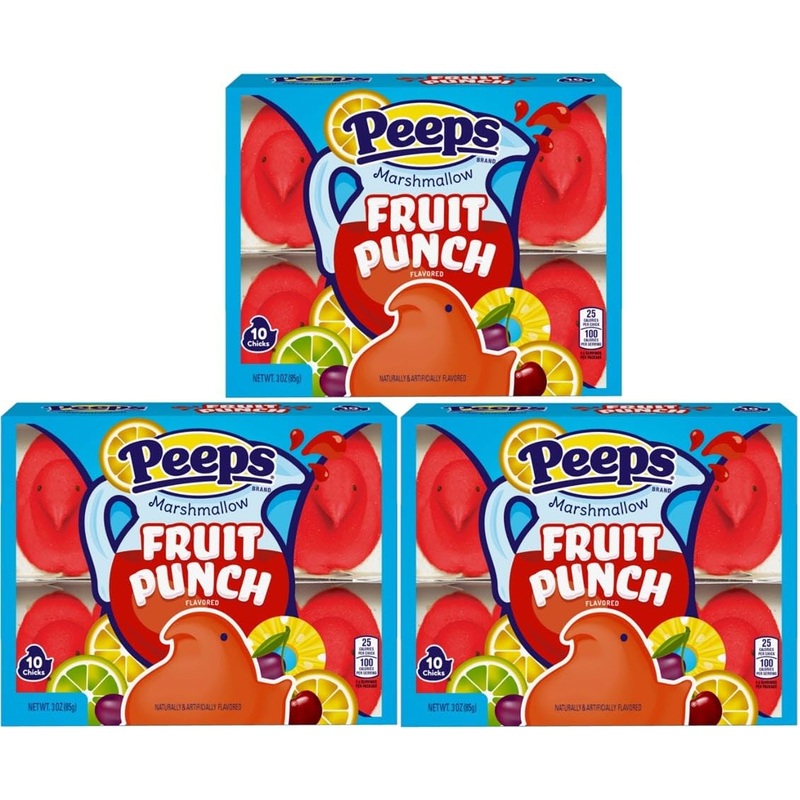 Peeps Easter Marshmallow Chicks, Variety Pack, 10 Count (Assorted Flavors & Colors) (3 Count, Fruit Punch Chicks Marshmallow Pee