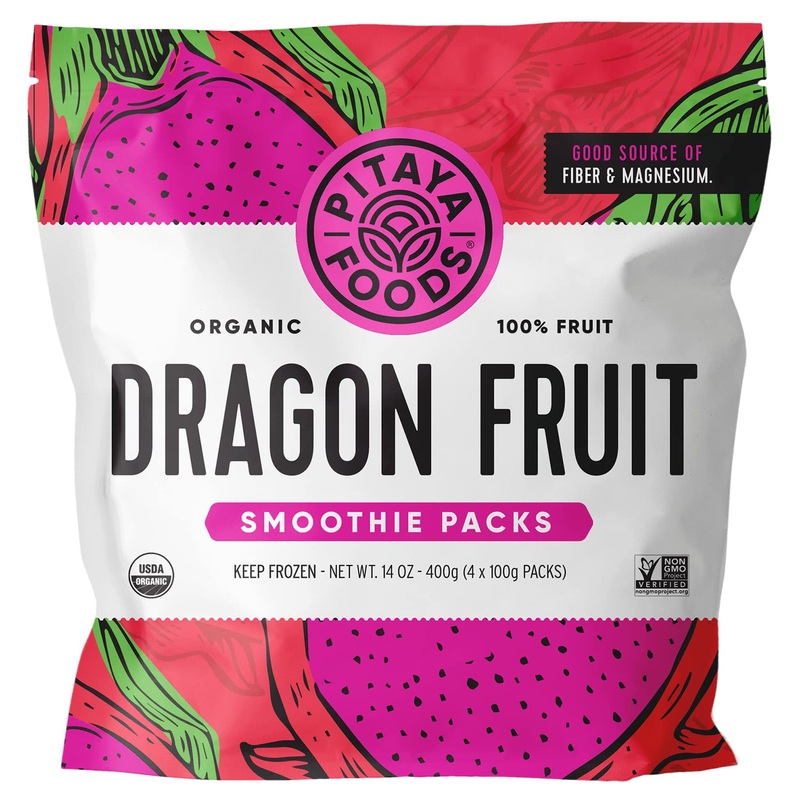 Pitaya Foods – Organic Dragon Fruit Smoothie Packs, Pre-Packaged Frozen Fruit Pur  E, No Added Sugar Or Preservatives, Good Sour