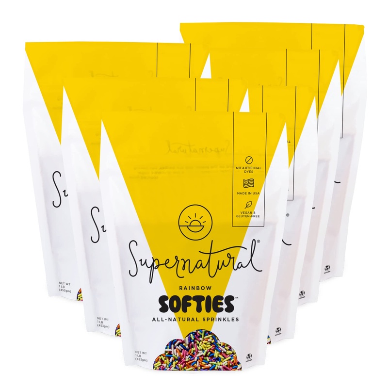 Rainbow Softies Natural Sprinkles By Supernatural, Made In Usa, No Artificial Dyes, Soy Free, Gluten Free, Vegan, 16Oz (Pack Of