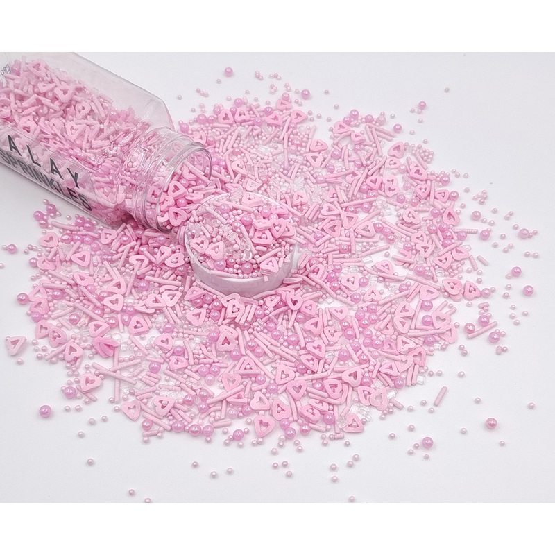 Sentovac Edible Pink Heart Mix Sprinkles For Decorating 1 Bottle 3.35Oz/ 95G | Cake Cupcakes And Ice Cream Topper Decorations