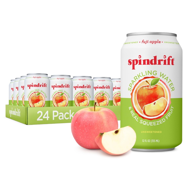 Spindrift Fuji Apple Sparkling Water, 12 Ounce Cans, Pack of 24 – Refreshing, Naturally Flavored, No Added Sugar