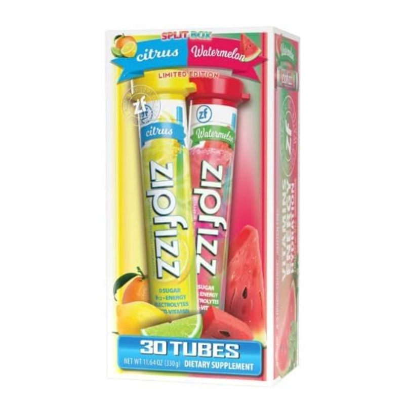 Zipfizz, Vitamin Energy Hydration Drink Mix Split Box, Citrus & Watermelon Flavor, 30 Count (15 Each)