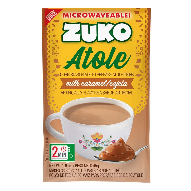 Zuko Atole Milk Caramel Instant Corn Starch Mix | Fortified With Vitamins | Just Add Hot Water | Microwaveable In Only 2 Minutes