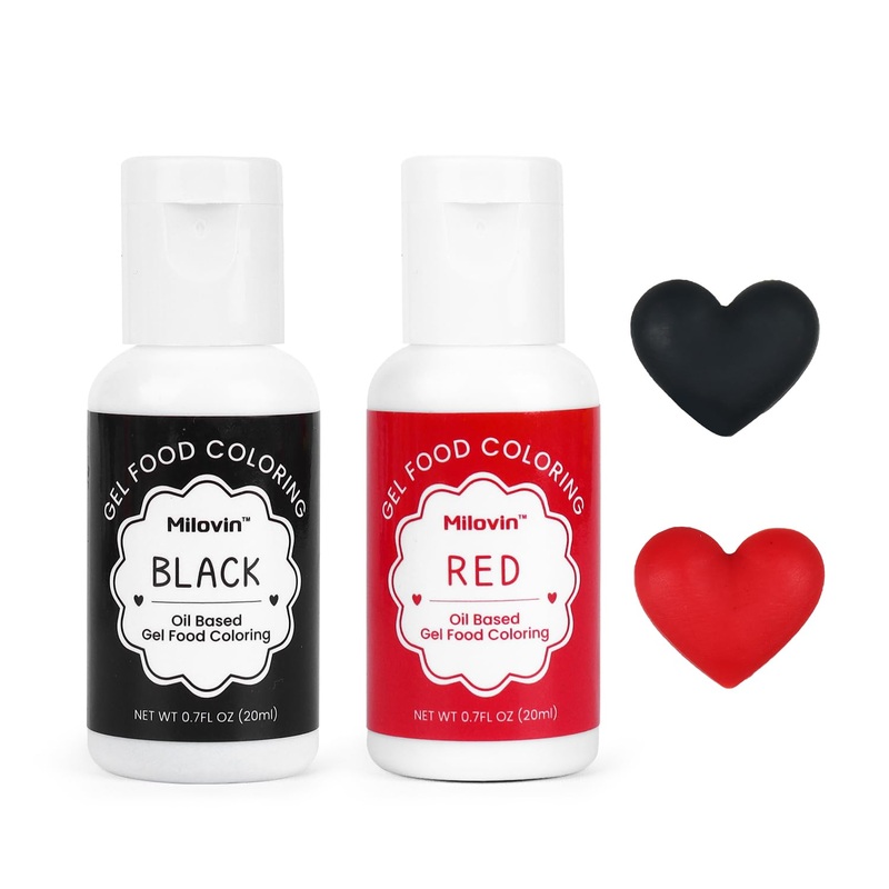 2 Colors Oil Based Food Coloring For Chocolate, Black, Red Food Coloring For Cake Decorating, Sugar, Candy Melts, Baking, Cookie